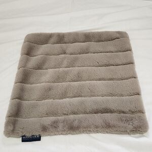 MON Chateau Square Tan Grey Faux Fur Zip Pillow Cover 17" Square